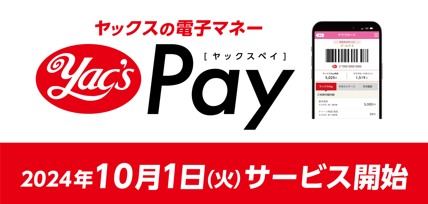 「【ヤックスPay】10月1日サービス開始」のチラシ画像